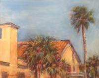 Landscapes - Roof Top Palm Tree - Oil On Gesso Panel